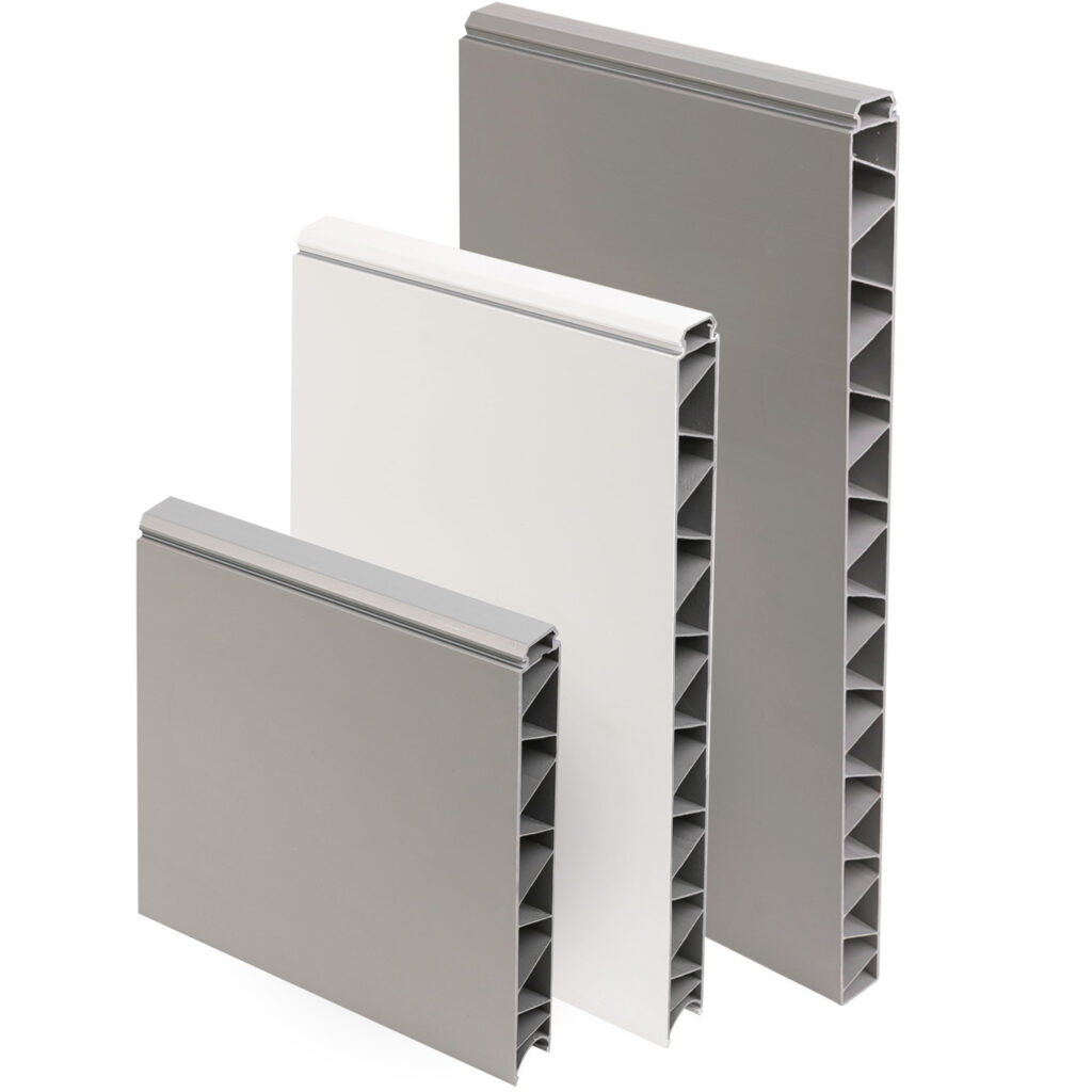 Bouwplast plus kunststof panelen in 250 mm, 400 mm en 500 mm wit en grijs